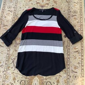 Red, white and black Stripe blouse